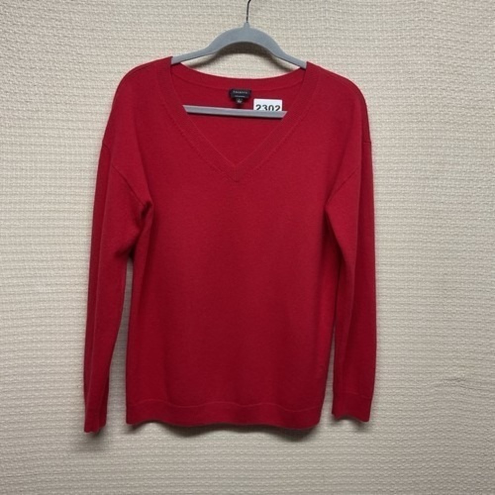 Talbots‎ Red Pure Cashmere Long Sleeve V-Neck Sweater Pullover Women Large